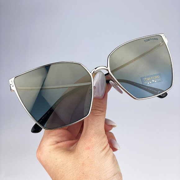 Tom Ford Accessories - Tom Ford FT0653/S 28V Sunglasses Gold Rose Blue Mirrored Metal Cat Eye Women